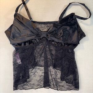 Victoria's Secret Black Lace Chemise with Robe, Bottoms and Thong (Adore Me)